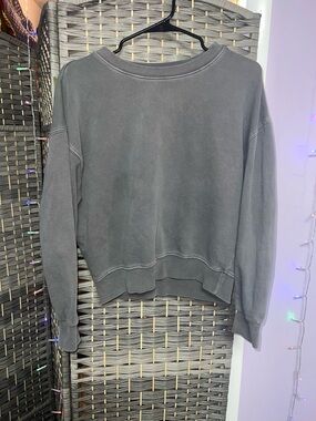 Forever 21 Gray Ribbed Crewneck Sweatshirt
